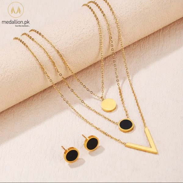 Stainless Steel 18K Gold Plated Multilayer Jewelry Set