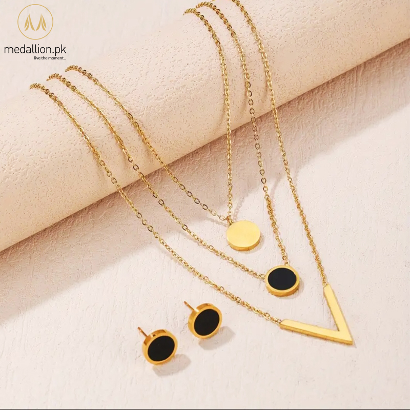 Stainless Steel 18K Gold Plated Multilayer Jewelry Set