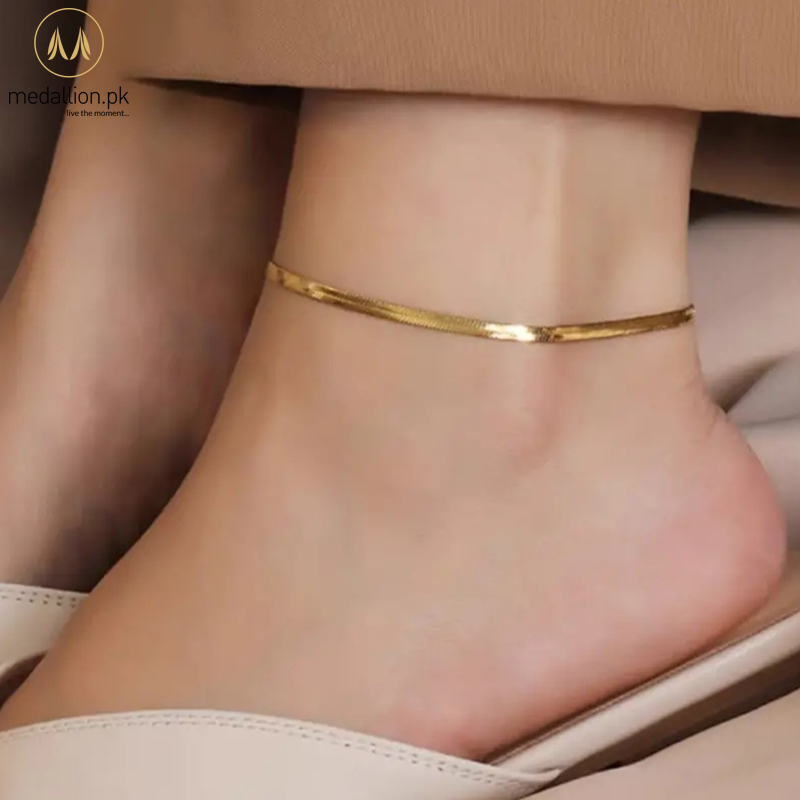 Stainless Steel 18K Gold Plated Snake Chain Anklet