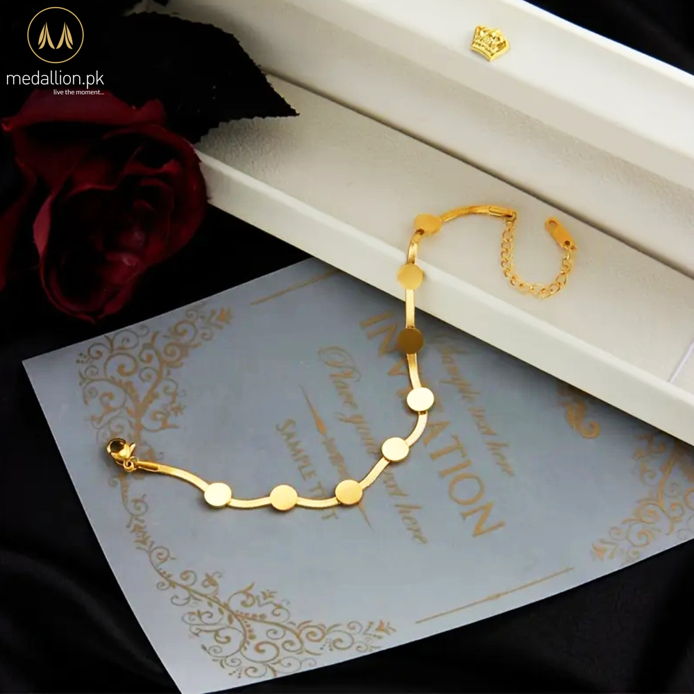 Stainless Steel 18K Gold Plated Round Metal Beads Bracelet