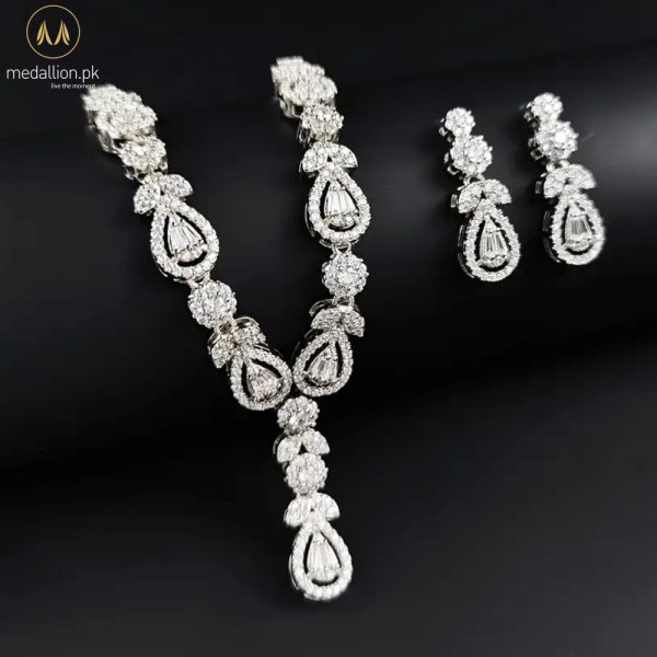 Luxury Silver Plated Tear Drop AAA+ CZ Jewelry Set
