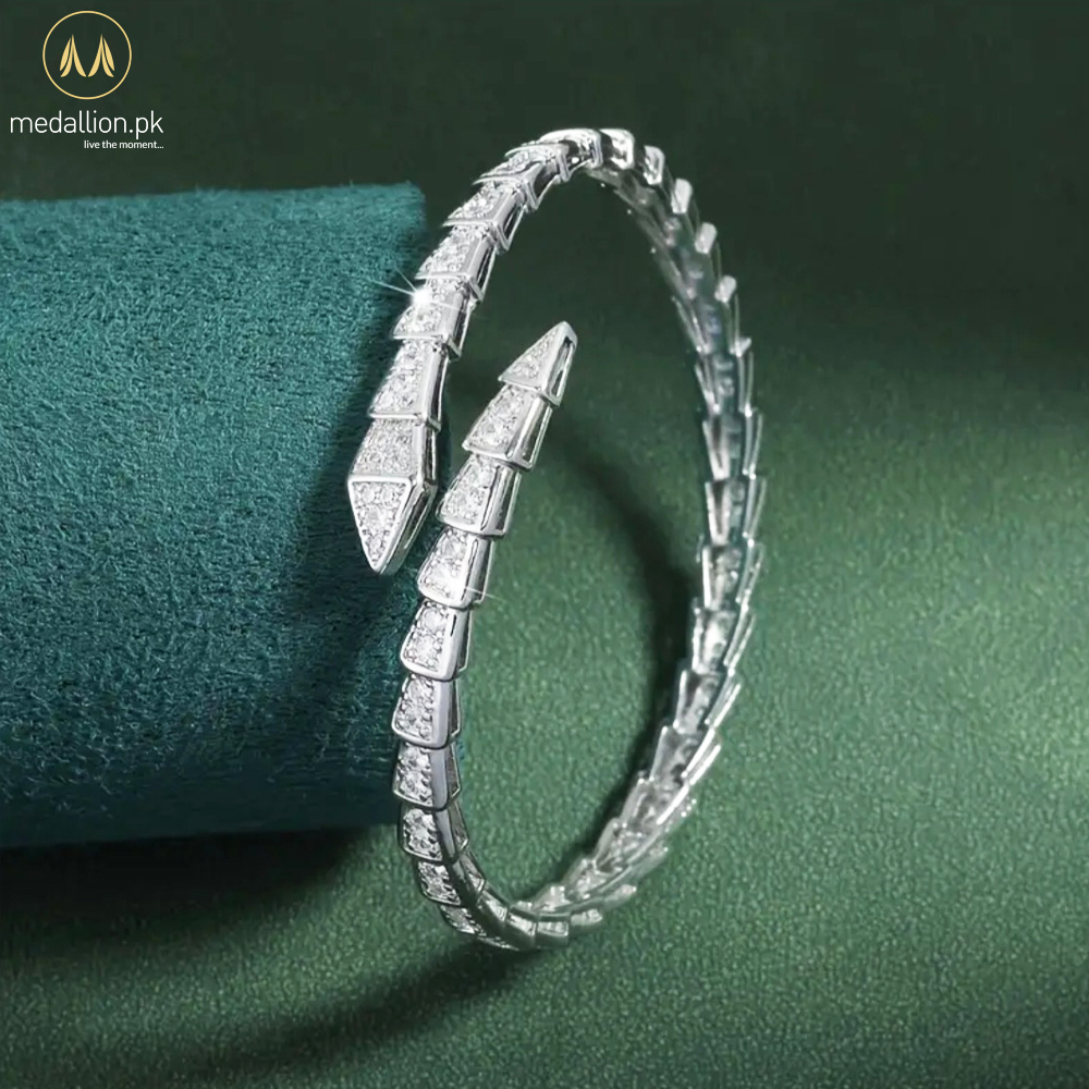 18K Gold Plated Snake Shape AAA+ Cubic Zirconia Bracelet