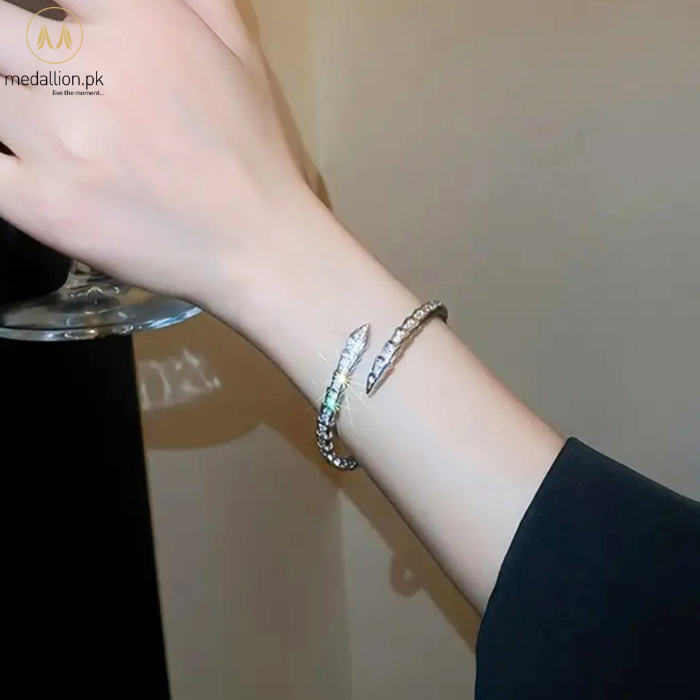18K Gold Plated Snake Shape AAA+ Cubic Zirconia Bracelet
