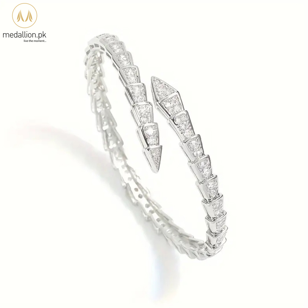 18K Gold Plated Snake Shape AAA+ Cubic Zirconia Bracelet
