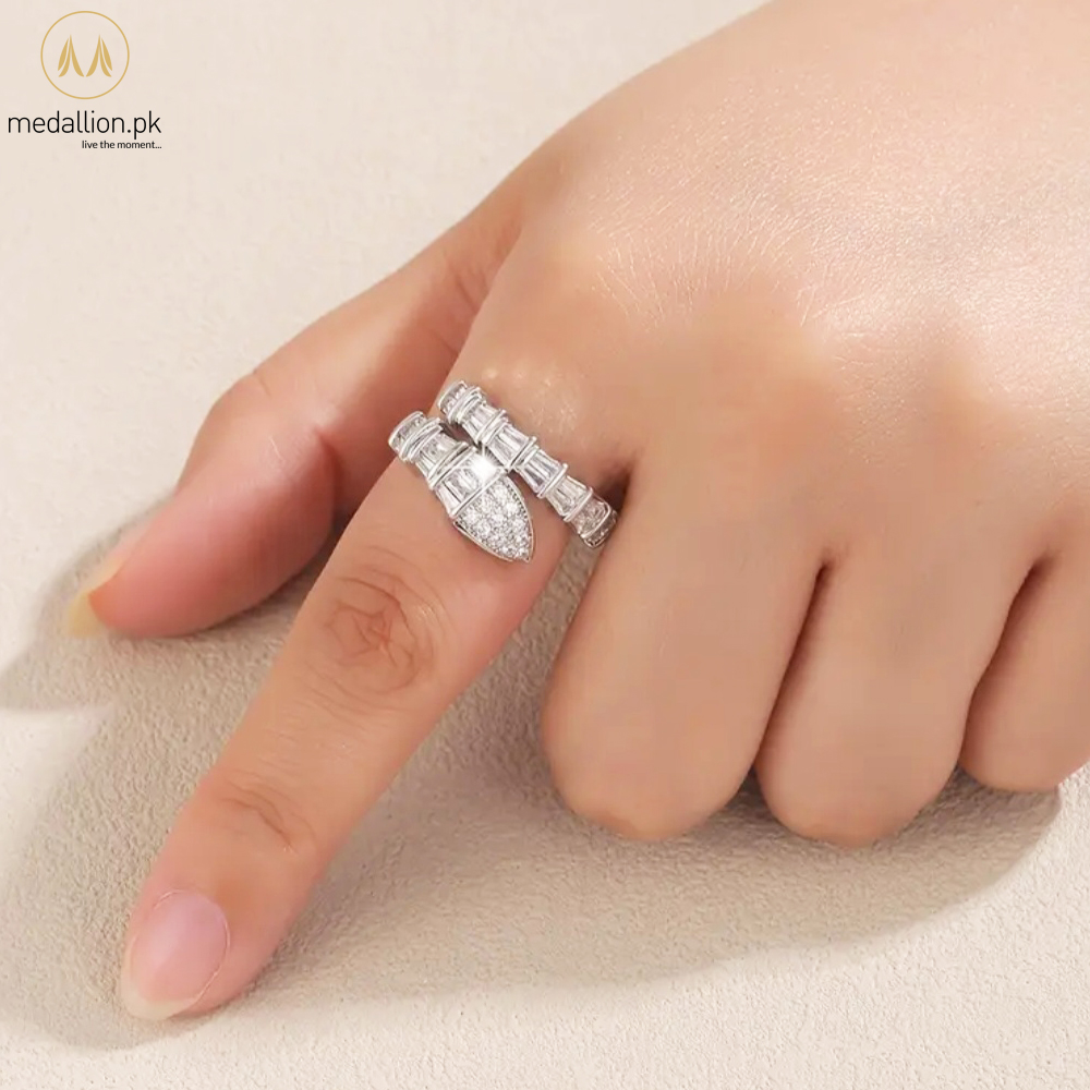 18K Gold Plated Snake Shape AAA+ Cubic Zirconia Ring