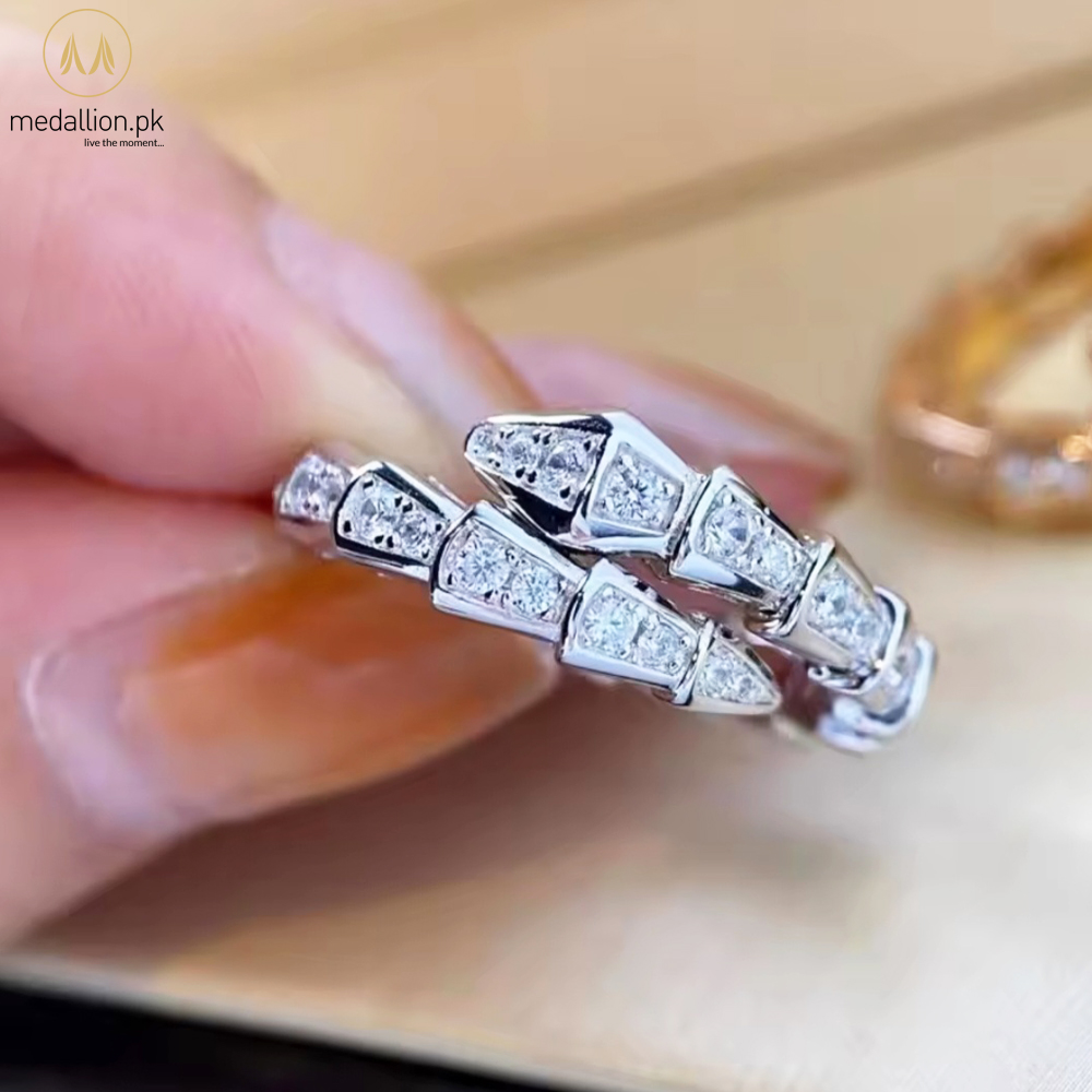 18K Gold Plated Snake Shape AAA+ Cubic Zirconia Ring