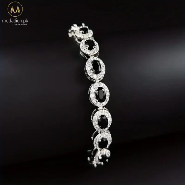 Silver Plated Black & White Cubic Zirconia Bracelet