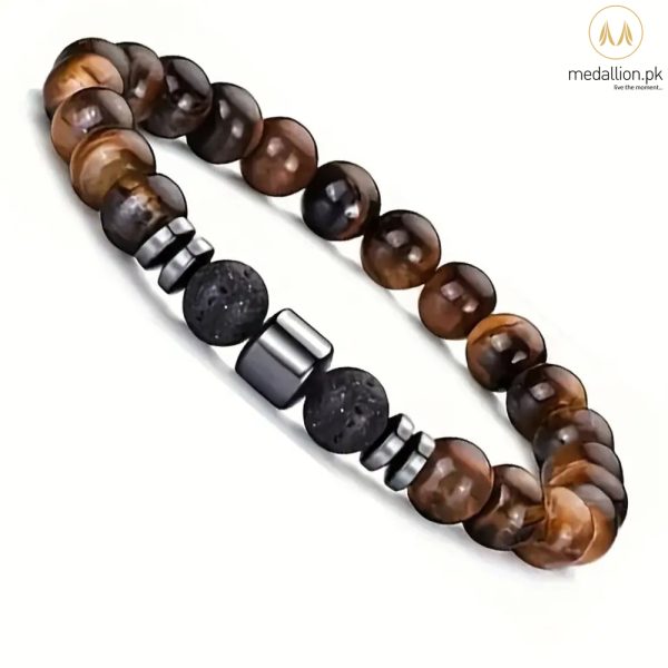 Natural Stones Tiger Eye, Black Onyx, Lava & Howlite Bracelets