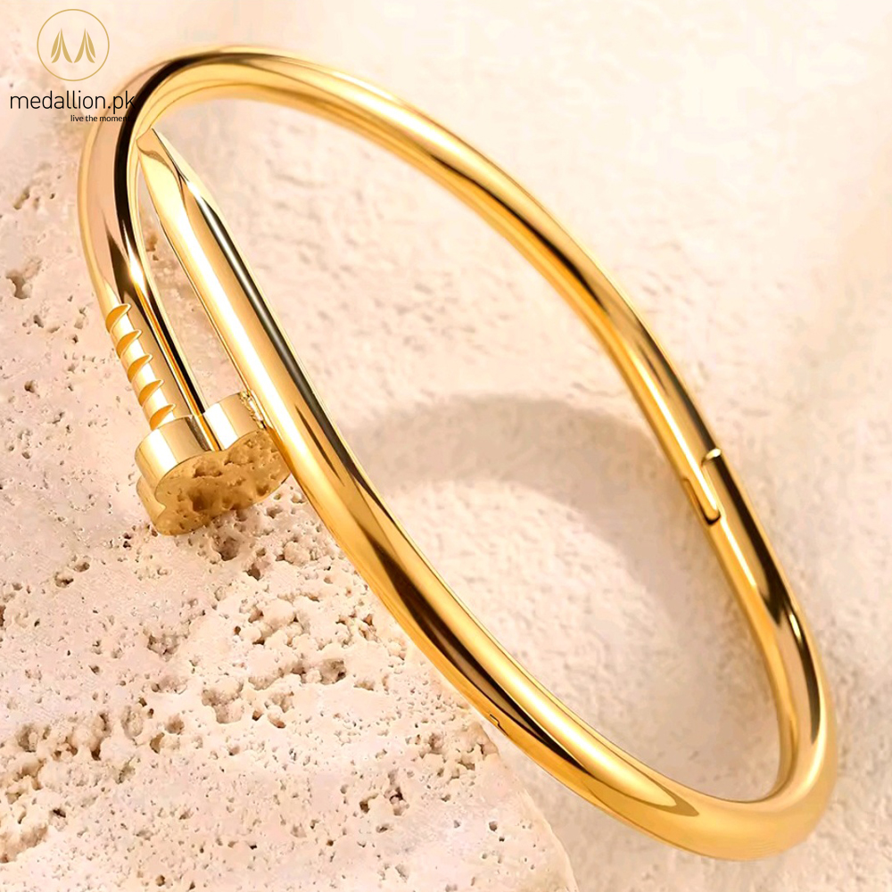 Stainless Steel 18K Gold Plated Nail Cuff Bracelet/Bangle