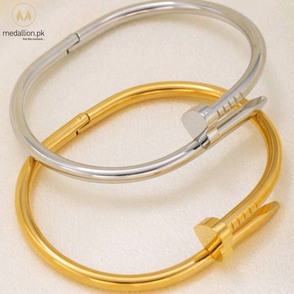 Stainless Steel 18K Gold Plated Nail Cuff Bracelet/Bangle