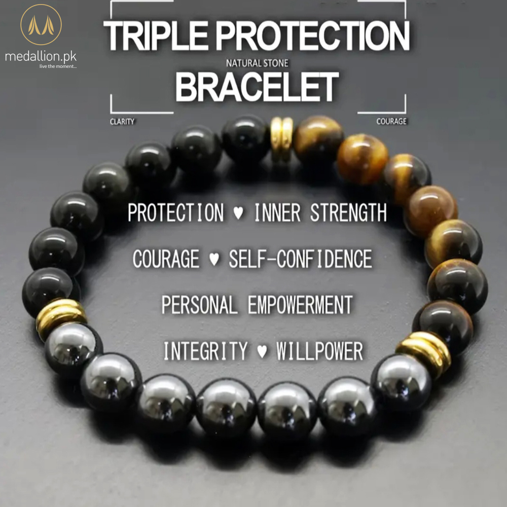 Vintage Triple Protection Natural Stone Bracelet