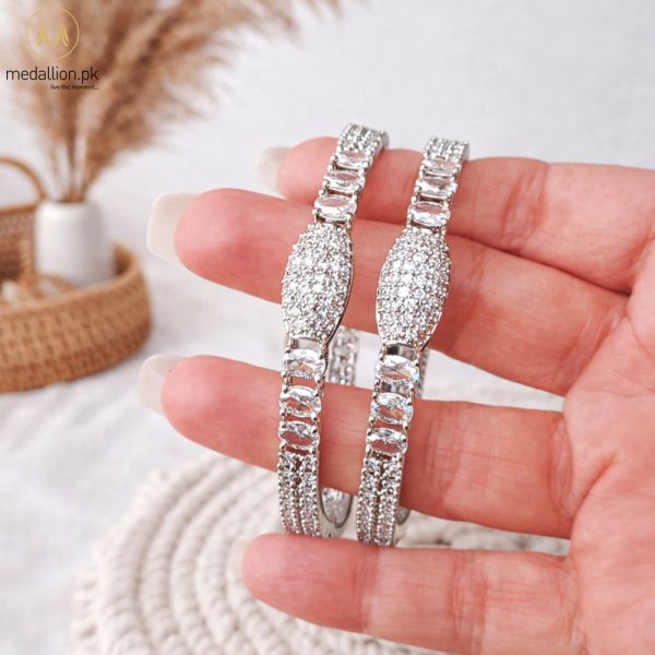 1 Karat Indian Gold Plated Almond Shape Big Zircons Bangles