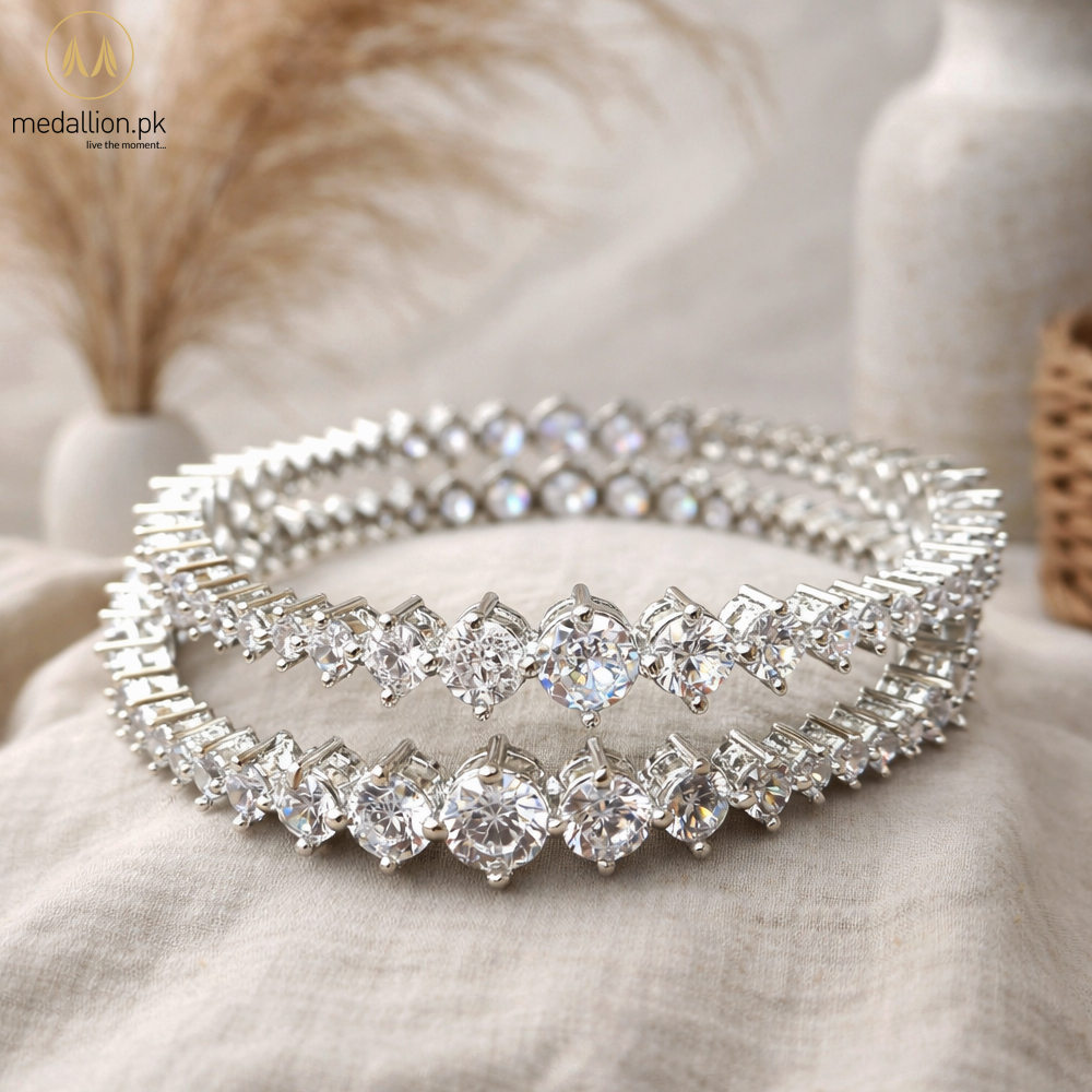 1 Karat Indian Gold Plated Big Zircons Bangles