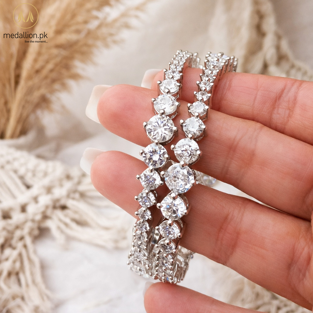 1 Karat Indian Gold Plated Big Zircons Bangles