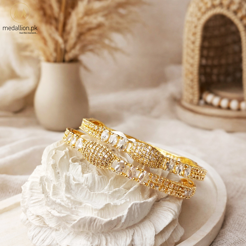 1 Karat Indian Gold & Silver Plated Almond Shape Bangles