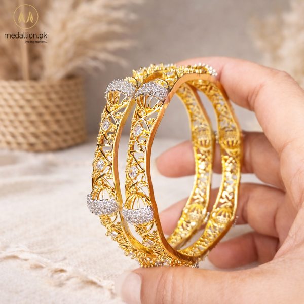 1 Karat Indian Gold & Silver Plated Geometrical Shape Bangles