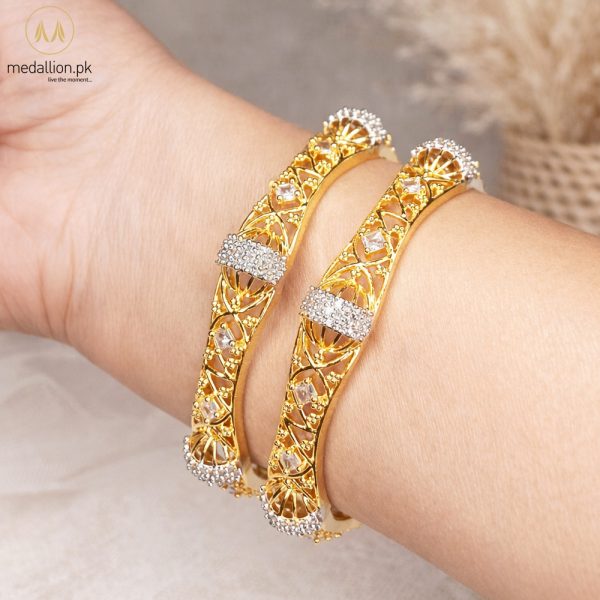 1 Karat Indian Gold & Silver Plated Geometrical Shape Bangles