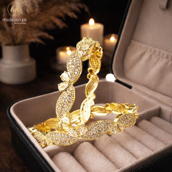 1 Karat Indian Gold & Silver Plated Leaf Shape Bangles