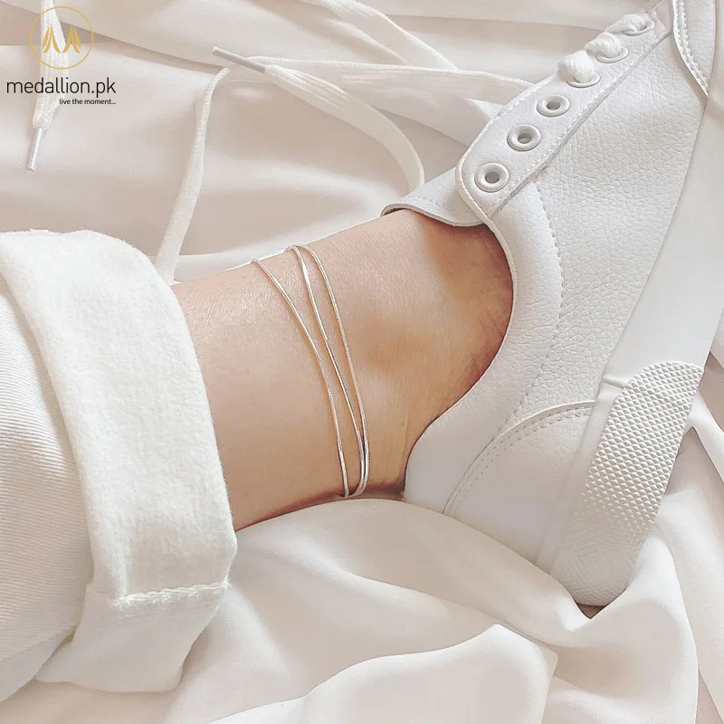 Stainless Steel Multilayer Chains Silver Anklet