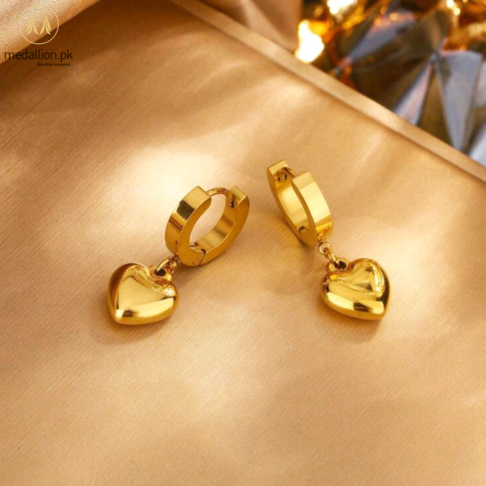 Stainless Steel Gold Plated Heart Shape Jewelry Set