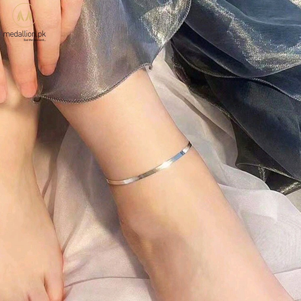 Stainless Steel Snake Chain Silver Anklet