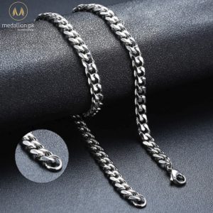 Stainless Steel Silver Plated Cuban Chain Necklace