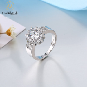 925 Sterling Silver Plated Big CZ Ring