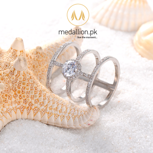 White Gold Plated Long AAA+ CZ Ring