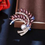 Luxury Red Crystal Wheat Spike Style Brooch