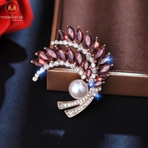 Luxury Red Crystal Wheat Spike Style Brooch