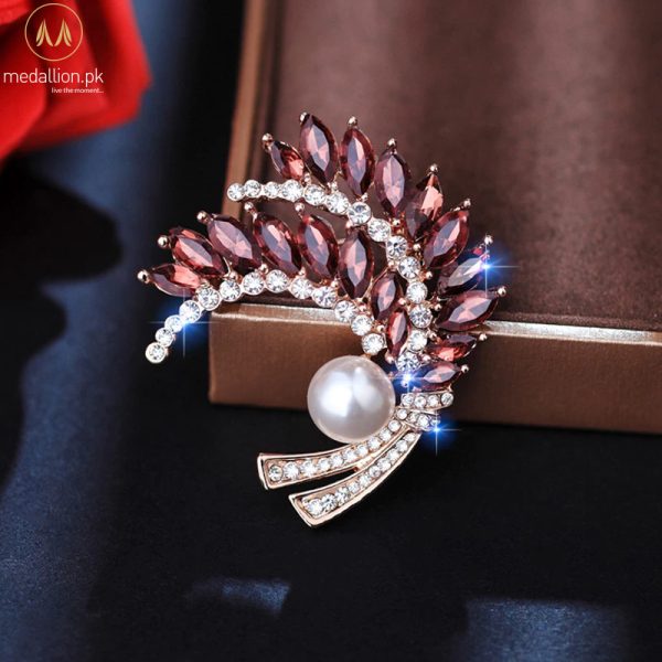 Luxury Red Crystal Wheat Spike Style Brooch