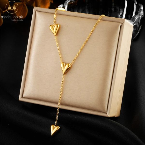 Stainless Steel Gold Plated Multiple Hearts Necklace Stainless Steel Gold Plated Multiple Hearts Necklace