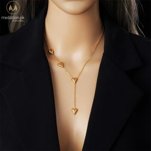 Stainless Steel Gold Plated Multiple Hearts Necklace
