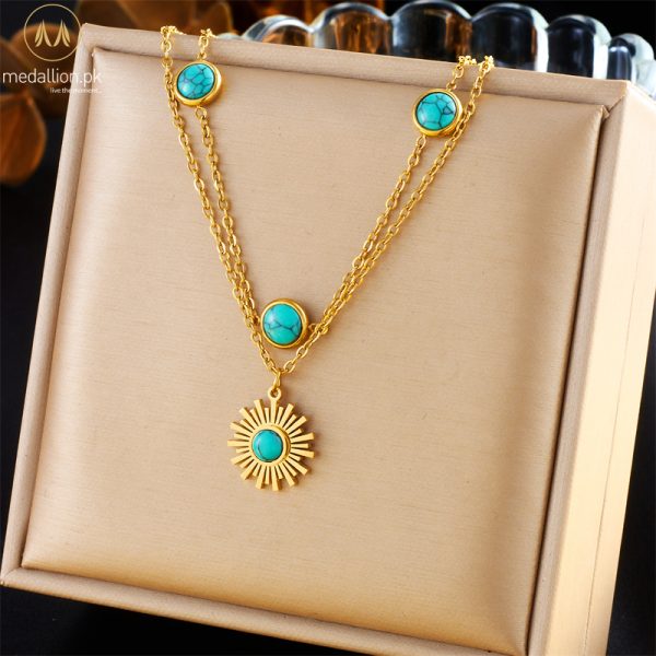 316L Stainless Steel Gold Plated Sun Shape Necklace