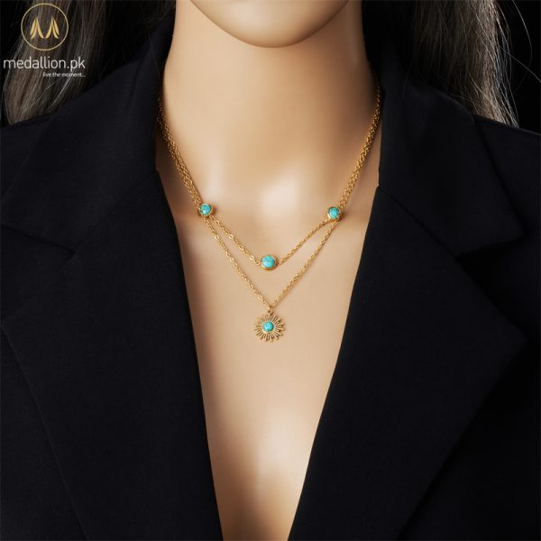 316L Stainless Steel Gold Plated Sun Shape Necklace