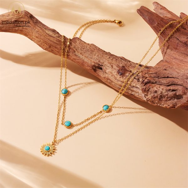 316L Stainless Steel Gold Plated Sun Shape Necklace