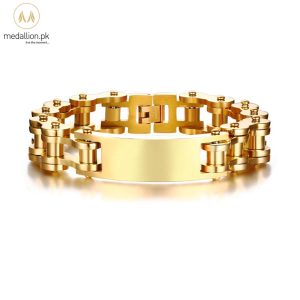Stainless Steel Gold Plated Heavy Biker Chain Bracelet