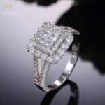 White Gold Plated Square Shape AAA+ CZ Ring