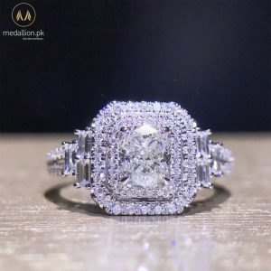 White Gold Plated Big Rectangle AAA+ CZ Ring