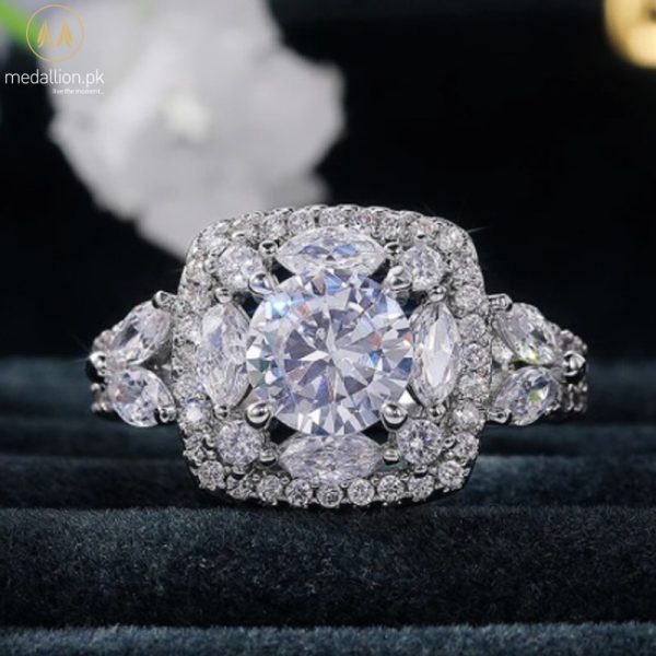 White Gold Plated Big Round AAA+ CZ Ring White Gold Plated Big Round AAA+ CZ Ring