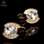 Luxury French Style Gold Plated Big Zircon Cufflinks
