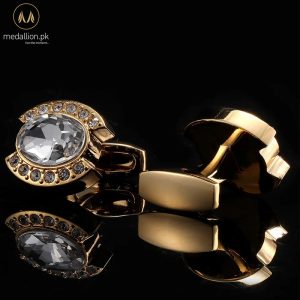 Luxury French Style Gold Plated Big Zircon Cufflinks