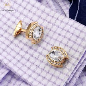 Luxury French Style Gold Plated Big Zircon Cufflinks