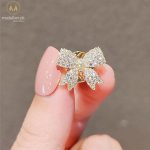 Trendy Cubic Zirconia Bow Style Lapel Pin