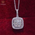 White Gold Plated Square Shape AAA+ CZ Necklace