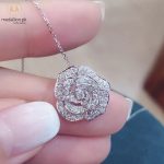Silver Plated Flower Pendant Cubic Zirconia Necklace