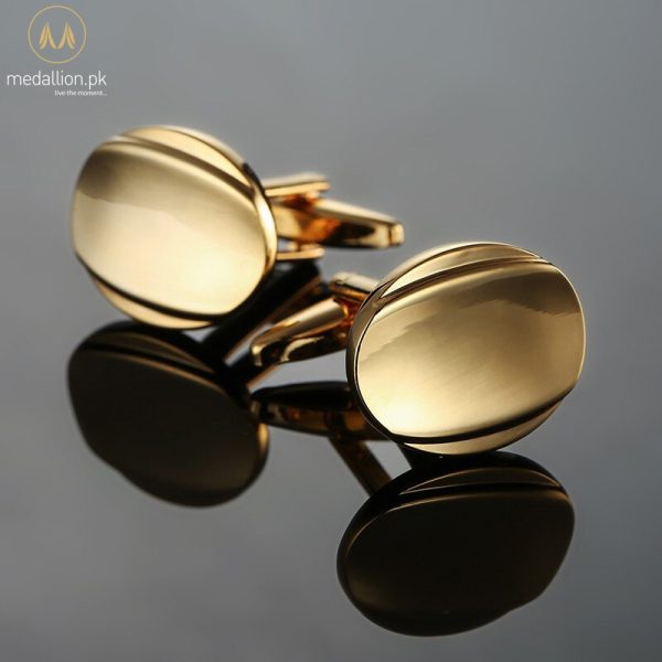 Luxury French Gold Plated Oval Style Cufflinks
