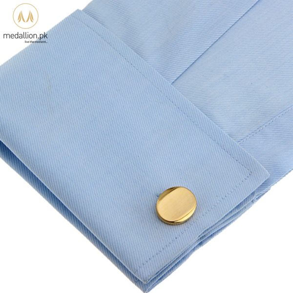 Luxury French Gold Plated Oval Style Cufflinks