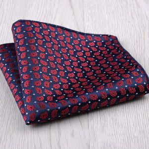 100% Silk Blue and Maroon Pattern Pocket Square