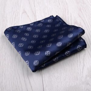 100% Silk Blue and White Pattern Pocket Square